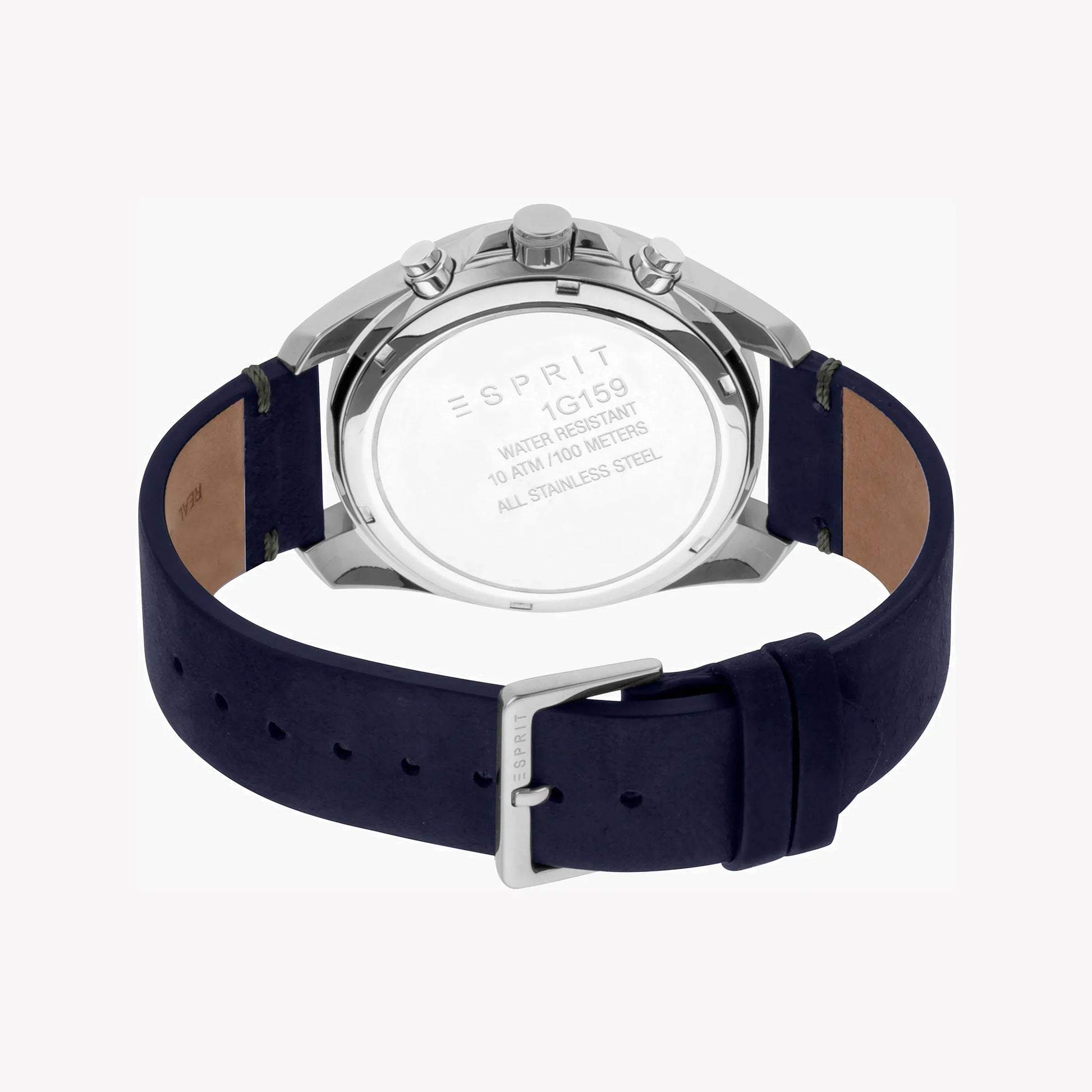 Esprit Men's Blue Leather Watch, Silver Dial | ES1G200M0025-2